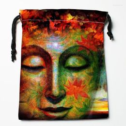 Storage Bags Custom Buddha Drawstring Wedding Party Christmas Gift Pouches Packing 18x22cm Satin Fabric Bag 12.2