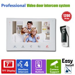 Video Door Phones Homefong 7"TFT HD 1200TVL Doorbell Camera Phone Intercom System IP65 Waterproof Quality Indoor Monitors