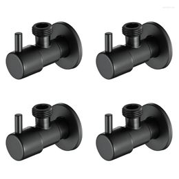 Bathroom Sink Faucets 4X Black Angle Valve 304 Stainless Steel Water Stop Leak-Proof Cold And General Accessories