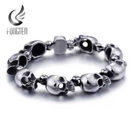 Bangle Fongten Retro Skull Men Bracelet Stainless Steel Punk Charm Chain Bff Bracelets Male Gothic Jewelry