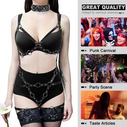 Belts Goth Sexy Full Body Harness Belt Bondage Lingerie Women Punk PU Leather Bra Chest Straps Suspenders Slim Summer