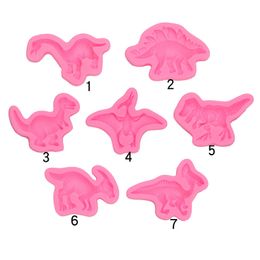 Cartoon Dinosaur Mold Triceratops Tyrannosaurus Rex and Pterosaur Fontenose Chocolate Cake Baking Silicone Mold 1222348