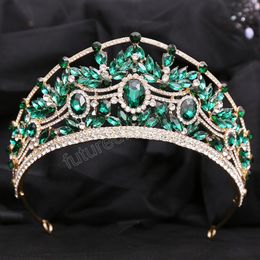 Vintage Royal Queen Crowns Tiara Crystal Drop Tiara Bandana Hair Accessories for Women Costume Wedding Party