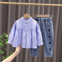 Clothing Sets Toddler Girl Spring Clothes Baby Outfit Fashion Casual Long-sleeved Shirt Cute Love Printed Trousers Two Piece Set 1 2 3 4 5 Y 230520