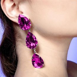 Hoop Earrings Pattern Selling Three Layer Purple Pendant For Women's Vintage Fashion Crystal Long Jewelry Wholesale