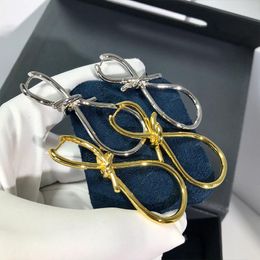 Huggie New fashion brand ladies round ring earring luxury yellow knot thick chain beautiful holiday jewelry banquet party earring gift