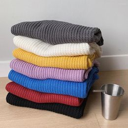 Men's Sweaters Anti-pilling Chic Pure Colour Crew Neck Autumn Sweater Breathable Spring Stretchy Men Clothes