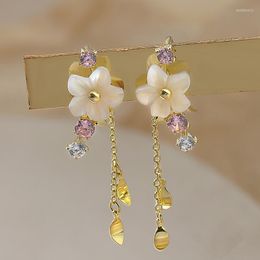Stud Earrings YYDY 925S Crystal Sakura For Women Girls Zircon Needle Gold Silver Colour Metal Accessories Trendy Jewellery Gift