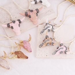 Chains Vintage Pendants Rock Luxury Necklace Pink Necklaces For Women Retro Collares Jewellery Kpop Sacred Geometry Para Mujer Collar