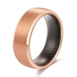 Wedding Rings Natural 8mm Width Wood For Man Rose Gold Tungsten Carbide Rngagement Band Inlay Wenge Brushed Finishing 6-13