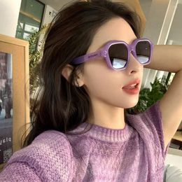 Sunglasses Korea Purple Square Frame Wome Ins Street S Sunshade Glasses Dustproof Windproof Riding UV400