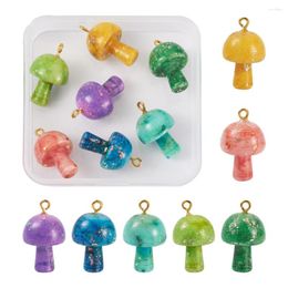 Pendant Necklaces 7pcs/Box Natural Quartz Mushroom Charms Pendants For Jewellery Making DIY Cute Bracelet Necklace Dangle Earring Decor