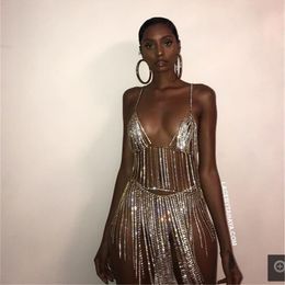 Other Jewelry Sets Sparkling rhinestone body chain suit sexy shiny tassel nightclub dress show tide underwear body chain