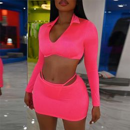 Work Dresses SUJYing 2023 Autumn And Winter Women's Fashion V-Neck Long Sleeve Slim Fitting Navel Exposed T-Shirt Sexy Hip Wrap Skirt