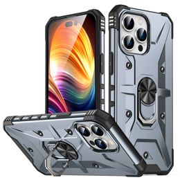 Shockproof Hybrid Magnetic Metal Ring Kickstand Cases for iPhone 14 Pro Max 13 12 11 XS XR X 8 7 Plus Anti-Slip Dual Layer Stand Bracket phone Cover