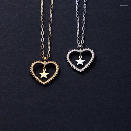 Pendant Necklaces 1pcs Stainless Steel Heart Line Zircon Necklacer For Women Non Fading Little Star Collarbone Chain Girl Jewelry