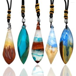 Pendant Necklaces Men's Woman's Fashionable Wood Resin Necklace Epoxy -selling DIY Jewelry Gifts(without Rope) 1Yc8854