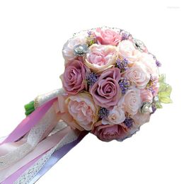 Decorative Flowers Kyunovia Set Wedding Bouquet Boutonniere And Wrist Flower Corsage Brooch Bridesmaid Bridal Deco