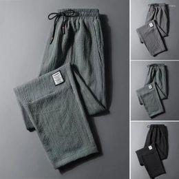 Men's Pants Men Trousers Join Casual Sweatpants Ice Silk Elastic Waist Drawstrin Summer Mid Pockets Bay Track Strait