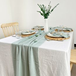 Table Runner Retro Cotton Gauze Cloth Burr Texture Dining napkins Personalise Vintage Wedding Kitchen Dinner Decoration 230520