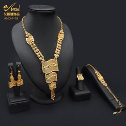 Necklace Earrings Set & African Gold Jewellery Plated Filled Wedding Party Luxury Ring Arabic Designer Wholesale Gifts Sets For Women