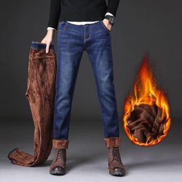 Men's Jeans Brand Winter Flannel Stretch High Quality Jean Trousers Men Casual Fashion Pants 2023 Spring