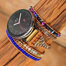 Bangle Vegan Wax Wrap Samsung Watch Band Bohe Natural Stone Handmade Knit Samsung Watch Strap Jewelry Drop Ship Wholesale