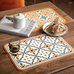 Table Mats & Pads Retro Light Luxury Leather Mat Home Kitchen Decoration Romantic Western Food Heat Insulation Bowl Cup MatMats