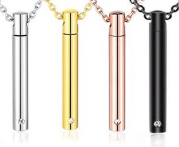 Necklaces Stainless steel gold rose gold black gun tone Simple cylinder memorial urn pendant unisex necklace jewelry