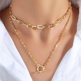 Pendant Necklaces Vintage Thick Chain Geometric "OT" Button Necklace For Women Female Fashion Boho Gold Color Punk Multilevel