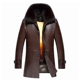 Men's Jackets Men Detachable Four Seasons Universal Clothing Golden Fur Lining Mink Collar Fashion Trend Leather Jacket