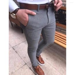 Men's Suits Men Casual Solid Slim Fit Stretch Skinny Office Trousers Formal Business Pants