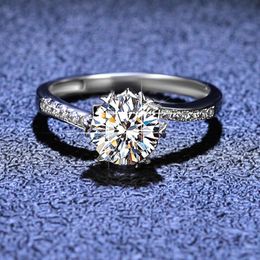 Rings 0.52 Carat Moissanite Engagement Rings For Women14K White Gold Plated Sterling Silver Lab Diamond Rings Wedding Band Jewellery