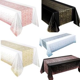 Table Cloth 1pc TECHOME Disposable Cover Dotted Runner Design 54"x108" Waterproof Oilproof Tablecloths for Rectangle Tables 230520