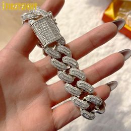 Bangle Iced Out Bling 18mm CZ Heavy Chunky Cuban Link Chain Bracelet Gold Silver Color 5A Zircon Hip Hop Fashion Women Men Jewelry