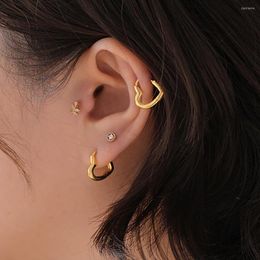 Hoop Earrings Simple Cute Sweet Heart Buckle Small For Women Heart-shaped Circle Piercing Huggie Fashion Jewellery