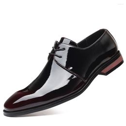 Dress Shoes High Quality Patent Leather Men Wedding Oxford Lace-Up Office Suit Mens Casual Man