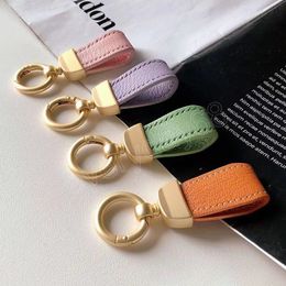 Genuine Leather Car Key Chain for Women Men Sheepskin Leather Hanging Charms Key Holder Ring DIY Bag Pendant Keychain Jewelry