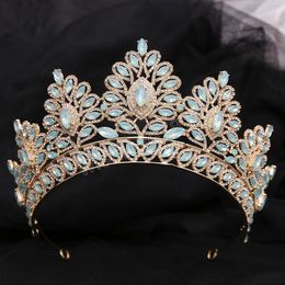 Big Opal Crystal Crowns Diadem Banquet Tiaras Pageant Party Wedding Costume Party Hair Jewelry