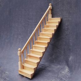 Doll Accessories 1 12 Dollhouse Miniature Handrail Staircase Wooden Scene Plain Stairway Models Mini Stair Furniture Room Decor 230520