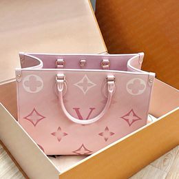 Briefcases Totes Luxury Women Fashion Shopping Printed Designer High Quality Flower Embossed Pink Tote Handbags Classic Shoulder Bag Clutch Bags 2024