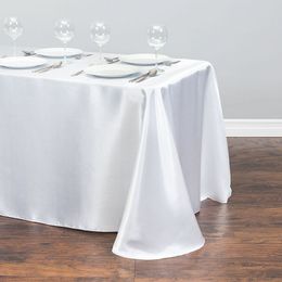 Table Cloth Rectangle Satin White Tablecloth for Wedding Decoration Banquet Dining Years Christmas Cover 230520