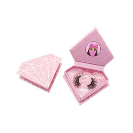 False Eyelashes Pink Glitter Diamond Eyelash Case Wholesale Natural 3D Mink Lashes Make Your Own Brand Packaging Box Free Clear Tray