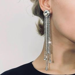 Dangle Earrings Europe America Famous Brands 5A Crystal Long Tassel Ear Clip Earring For Women Top Quality Designer Jewellery Party Trend