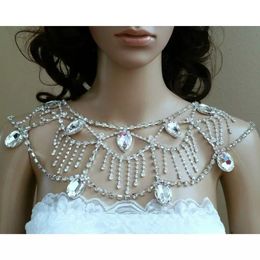 Erotic Sexy Shiny Elegant Bridal Tassel Water Drop Shoulder Chain AccessoriesWedding Crystal Shoulder Chain internetcelebrity Show Dress Princess