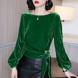 Women's Blouses Shirts Fashion Lantern Sleeve Bandage Bow Blouse Women's Clothing Autumn Allmatch Office Lady Tops Oversized Korean Shirt 230520