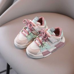 L2123.9.9Sneakers 2023 New Children Fresh Mesh Shoes Pink Girls Sneakers Spring Fashion Kids Shoes Grey Boys Casual Flat Heel Shoes Student