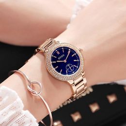 Wristwatches Fashion Top Guou Brand Casual Luxury Watches Sapphire Blue Rose Gold Steel Watch Female Diamond Quartz Waterproof Woman Gift