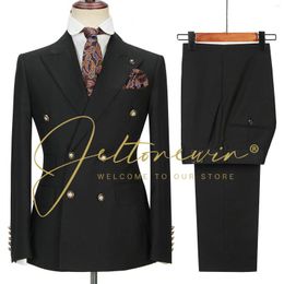 Men's Suits Elegant 2 Piece Slim Fit Mens For Wedding Groom Peaked Lapel Tuxedo Blazer Set Costume Homme Men