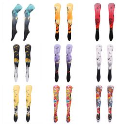 Women Socks & Hosiery Halloween High Stockings 3D Printing Thigh Knee Horror Personality Colour Bat Ghost Graffiti Skull Night Sexy